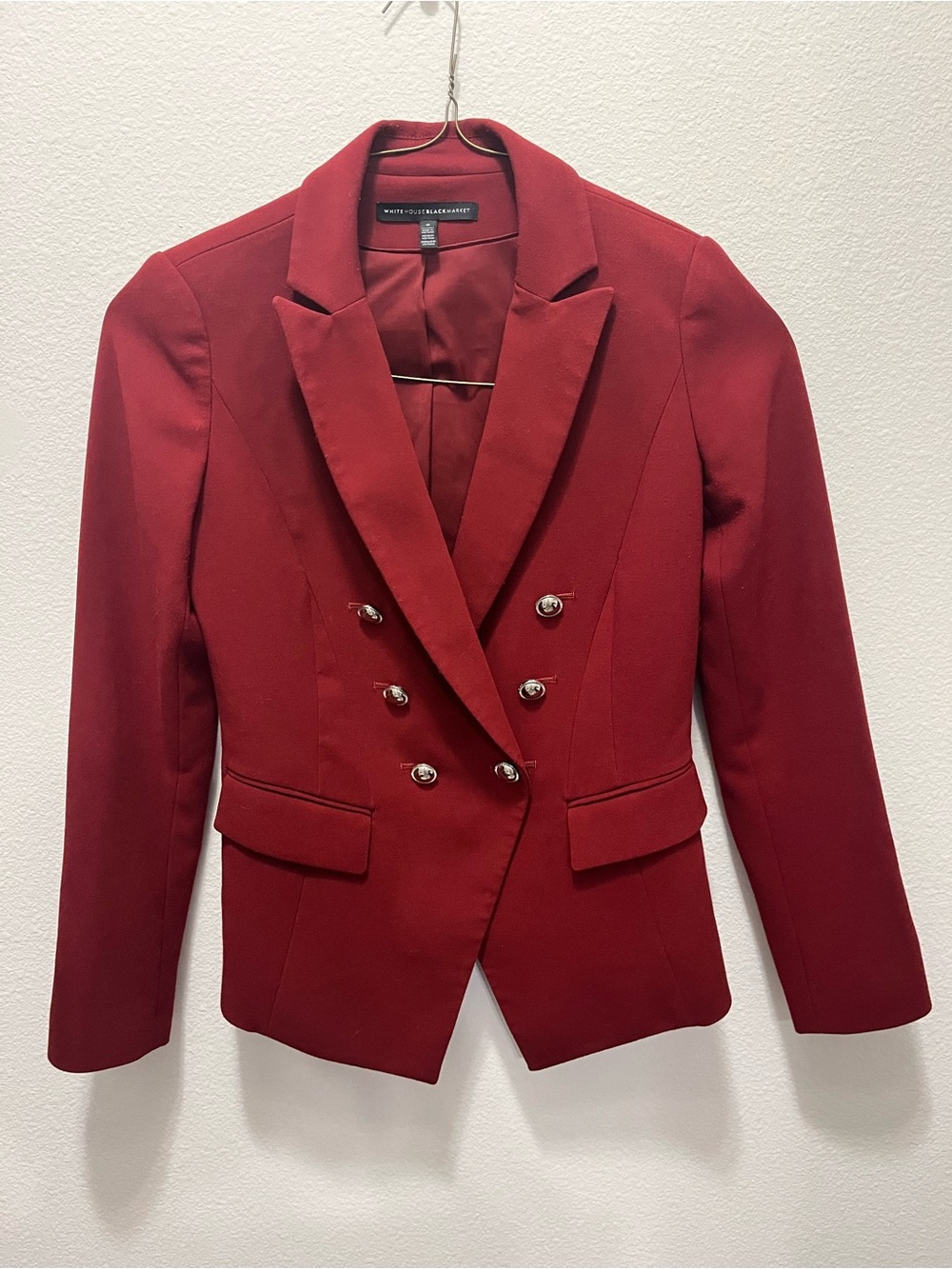 WHBM Double-Breasted Wine Red Blazer and Pant Suit